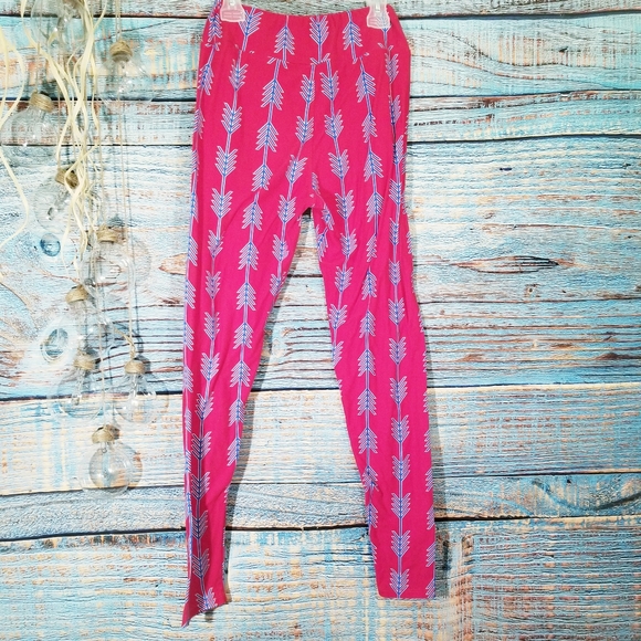 Lularoe Red with Blue Arrows Leggings OS - Picture 2 of 4